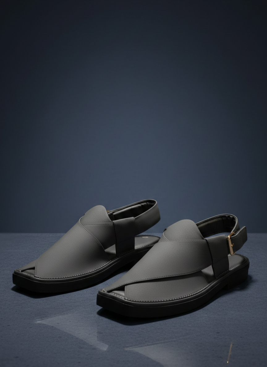 Dark Gray Peshawari Chappal