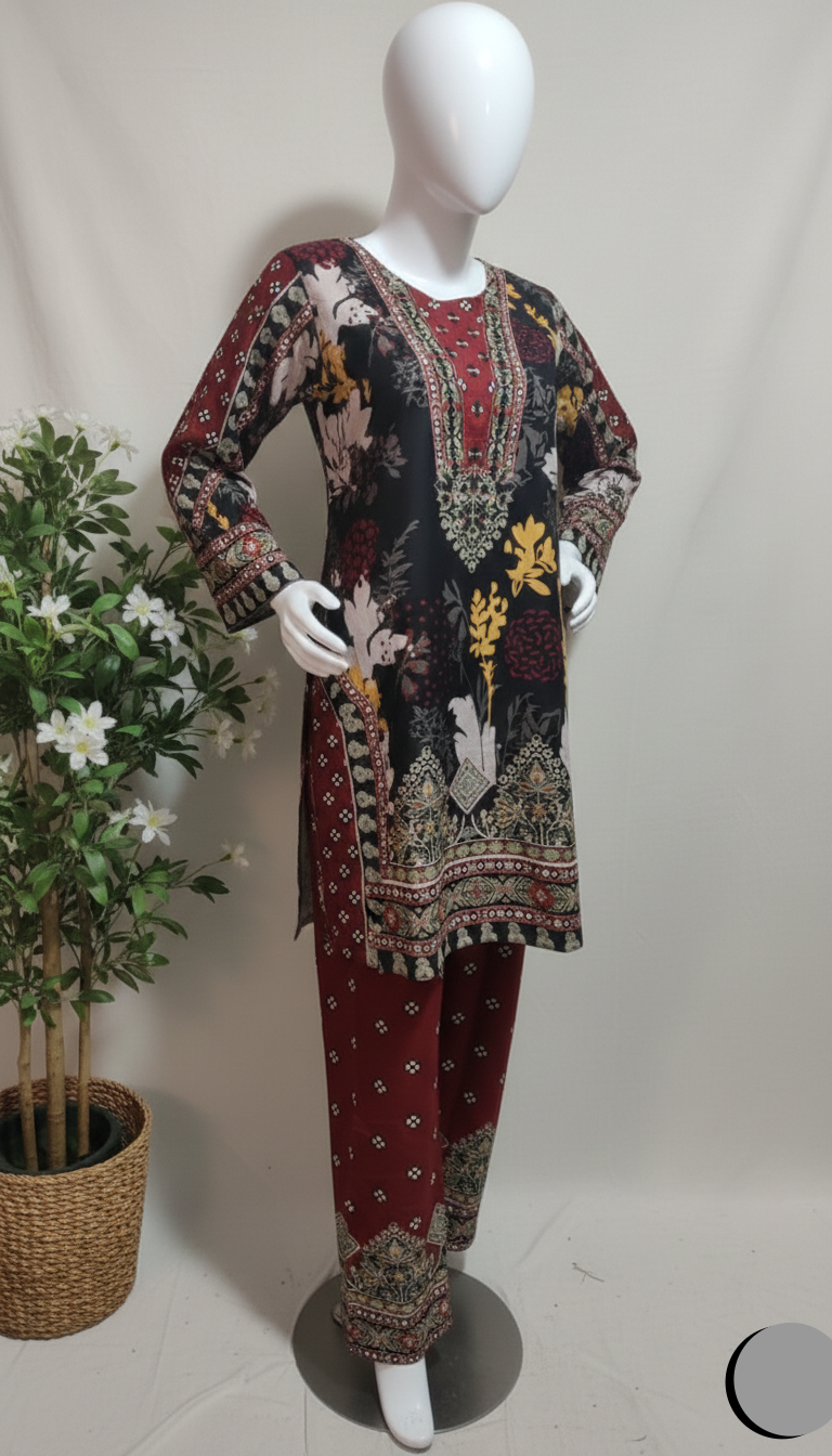 Elegant Two-Piece Printed Outfit.