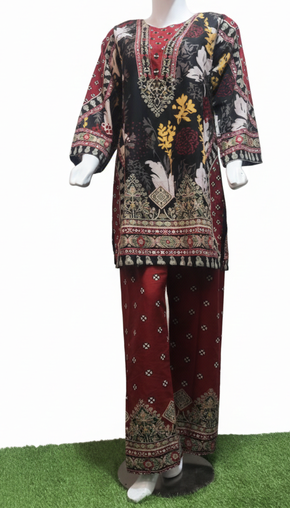 Elegant Two-Piece Printed Outfit.