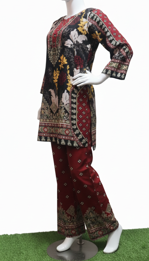 Elegant Two-Piece Printed Outfit.