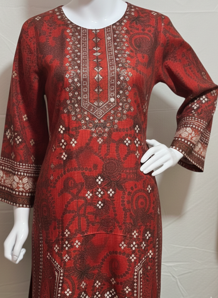 2 PIECE MAROON SUIT WITH MIRROR WORK